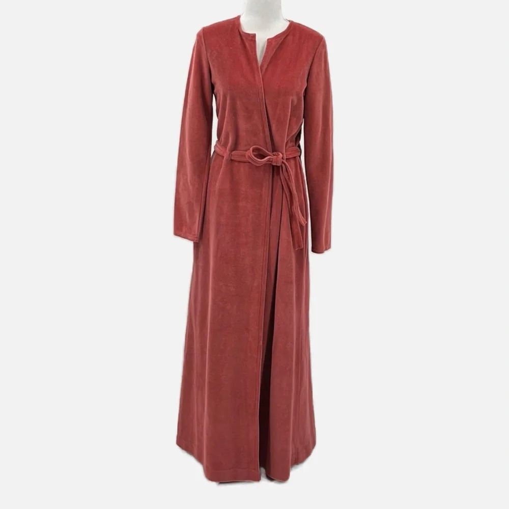 John Kloss for Cira Vintage Velour USA Made Robe with Tie in Pink - Size Small